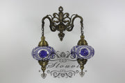 Turkish Mosaic Double Wall Sconce, With Large Globes - TurkishLights.NET