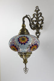 Turkish Mosaic Wall Sconce, With Extra Large Globes - TurkishLights.NET