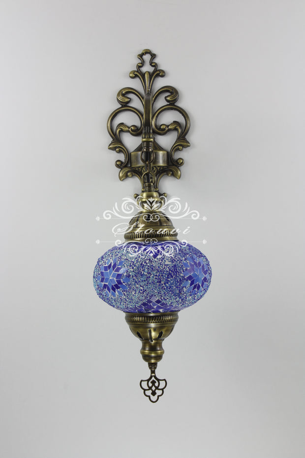 Turkish Mosaic  Wall Sconce, With Large Globe - TurkishLights.NET