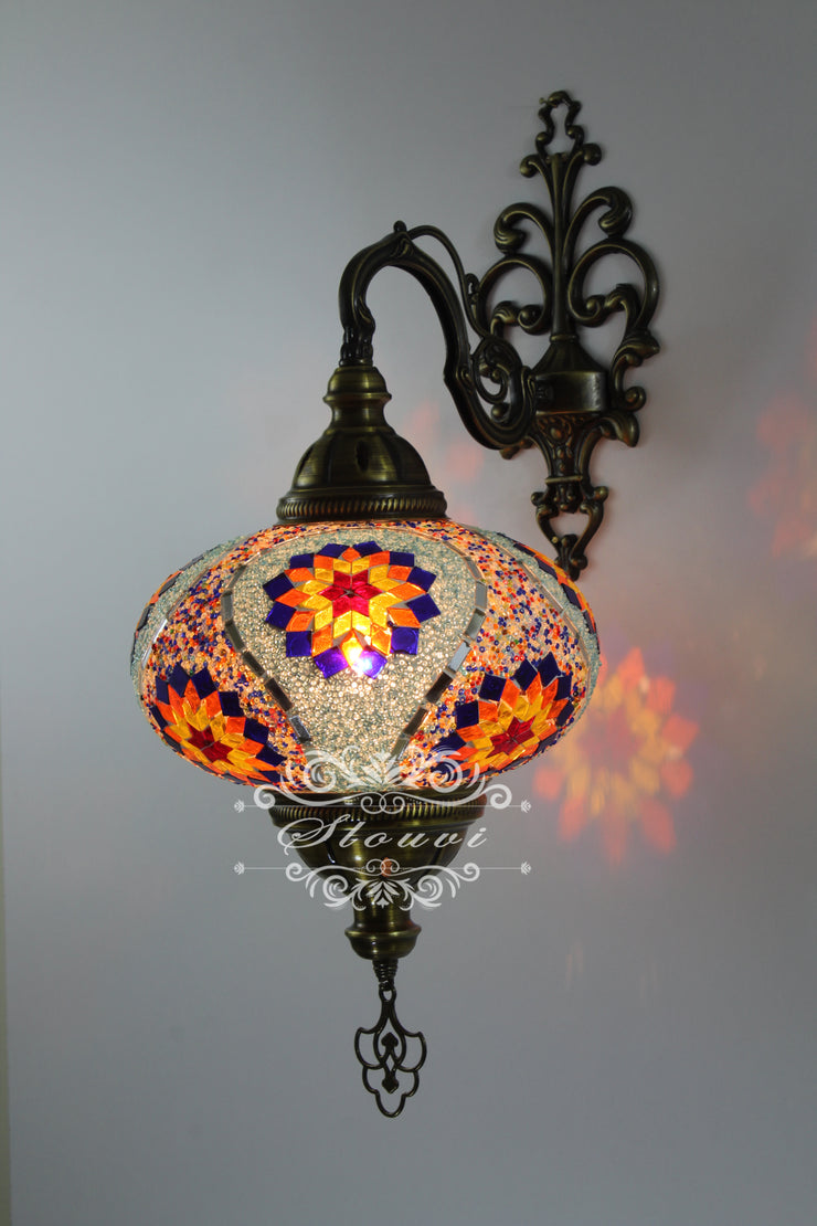 Turkish Mosaic Wall Sconce, With Extra Large Globes - TurkishLights.NET