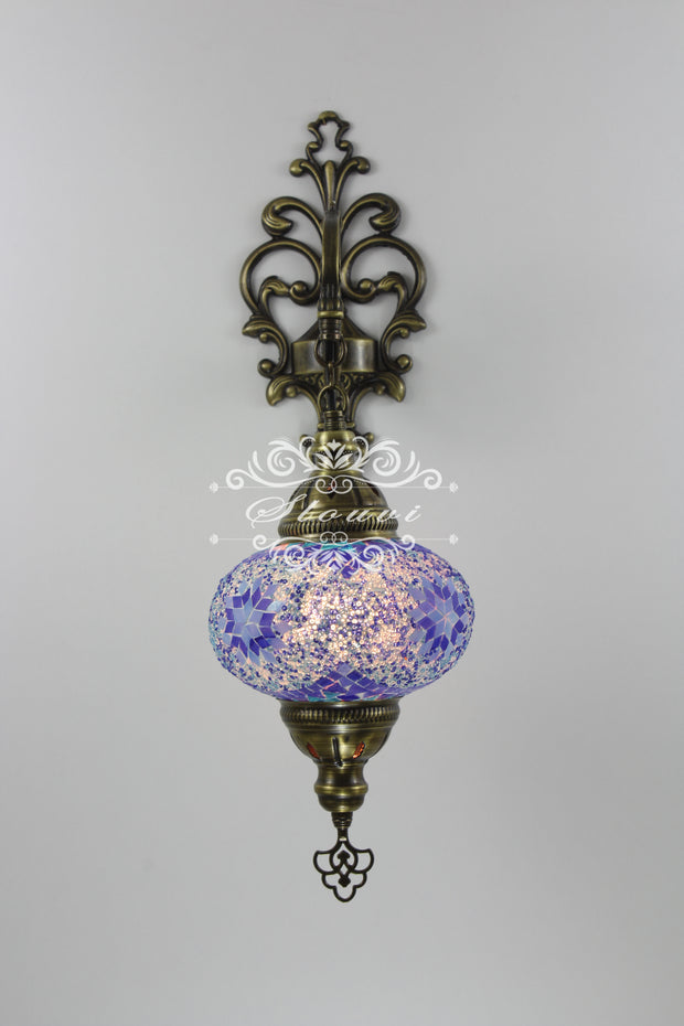 Turkish Mosaic  Wall Sconce, With Large Globe - TurkishLights.NET