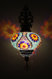 Turkish Mosaic Wall Sconce, With Extra Large Globes - TurkishLights.NET