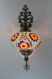 Turkish Mosaic Wall Sconce, With Extra Large Globes - TurkishLights.NET