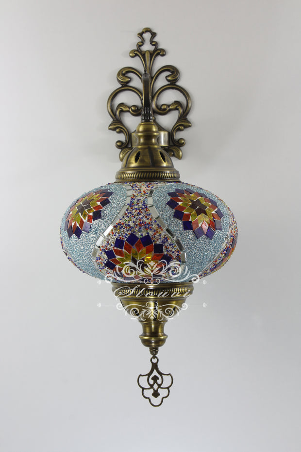 Turkish Mosaic Wall Sconce, With Extra Large Globes - TurkishLights.NET