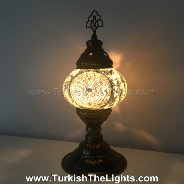 TURKISH MOSAIC TABLE LAMP,  MEDIUM GLOBE - TurkishLights.NET