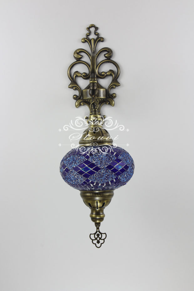 Turkish Mosaic  Wall Sconce, With Large Globe - TurkishLights.NET