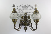 Turkish Mosaic Double Wall Sconce, With Medium Globes, Upward - TurkishLights.NET