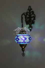 Turkish Mosaic  Wall Sconce, With Large Globe - TurkishLights.NET