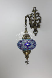 Turkish Mosaic  Wall Sconce, With Large Globe - TurkishLights.NET