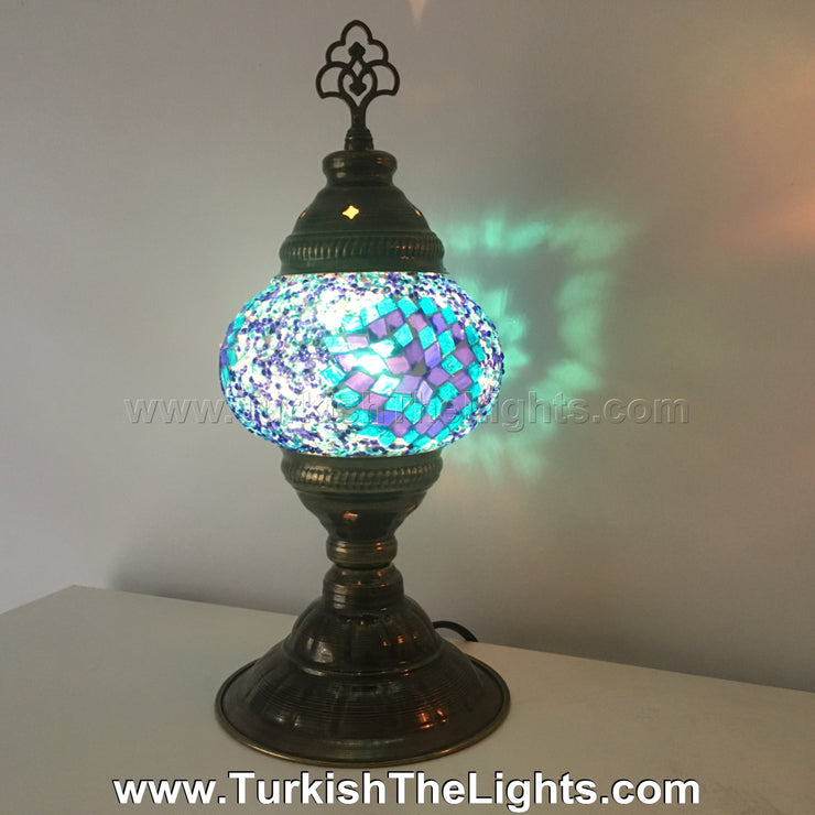 TURKISH MOSAIC TABLE LAMP,  MEDIUM GLOBE - TurkishLights.NET