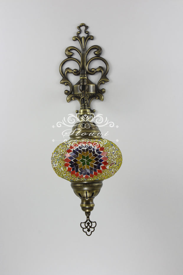 Turkish Mosaic  Wall Sconce, With Large Globe - TurkishLights.NET