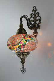 Turkish Mosaic Wall Sconce, With Extra Large Globes - TurkishLights.NET