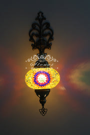 Turkish Mosaic  Wall Sconce, With Large Globe - TurkishLights.NET