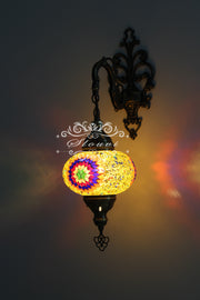 Turkish Mosaic  Wall Sconce, With Large Globe - TurkishLights.NET