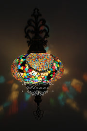 Turkish Mosaic Wall Sconce, With Extra Large Globes - TurkishLights.NET