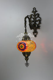 Turkish Mosaic  Wall Sconce, With Large Globe - TurkishLights.NET