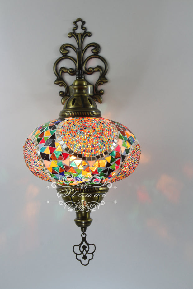 Turkish Mosaic Wall Sconce, With Extra Large Globes - TurkishLights.NET