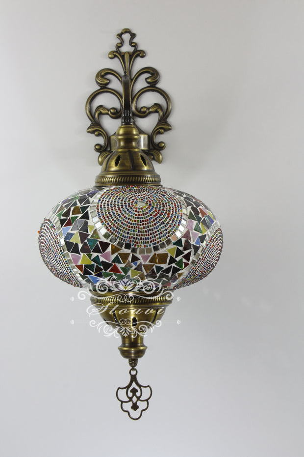 Turkish Mosaic Wall Sconce, With Extra Large Globes - TurkishLights.NET