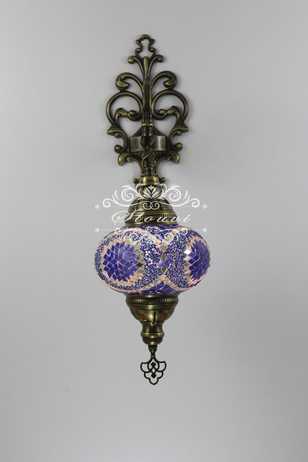 Turkish Mosaic  Wall Sconce, With Large Globe - TurkishLights.NET