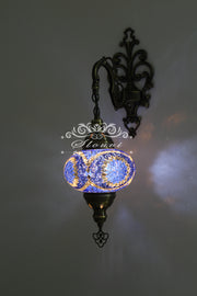 Turkish Mosaic  Wall Sconce, With Large Globe - TurkishLights.NET