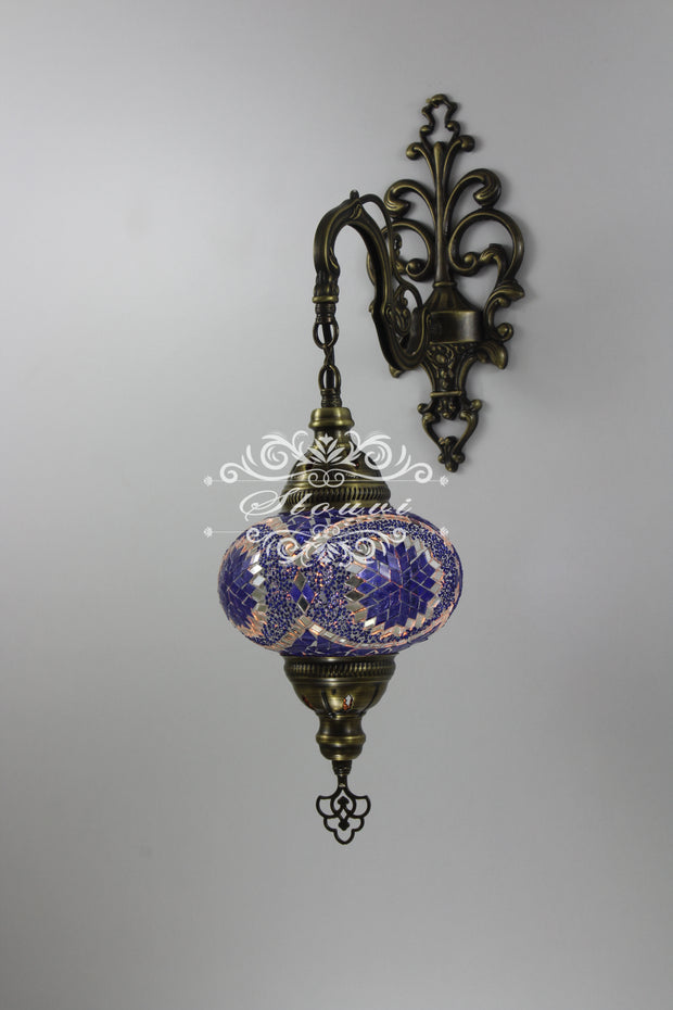 Turkish Mosaic  Wall Sconce, With Large Globe - TurkishLights.NET