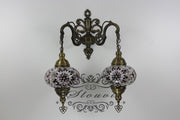 Turkish Mosaic Double Wall Sconce, With Large Globes - TurkishLights.NET