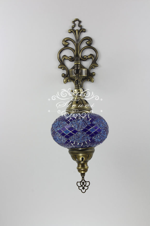 Turkish Mosaic  Wall Sconce, With Large Globe - TurkishLights.NET