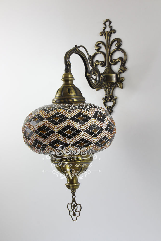 Turkish Mosaic Wall Sconce, With Extra Large Globes - TurkishLights.NET