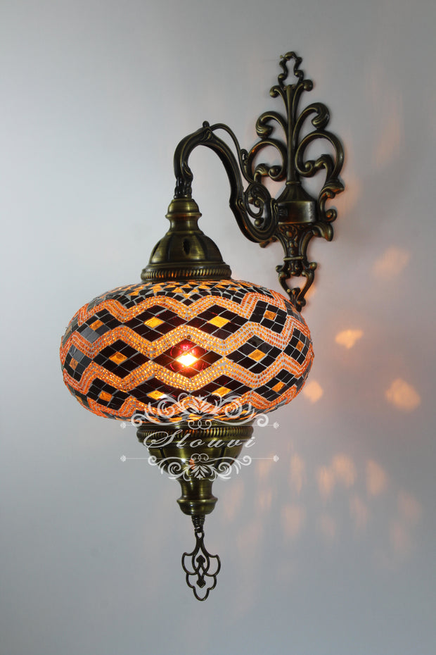 Turkish Mosaic Wall Sconce, With Extra Large Globes - TurkishLights.NET