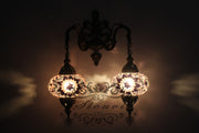 Turkish Mosaic Double Wall Sconce, With Large Globes - TurkishLights.NET