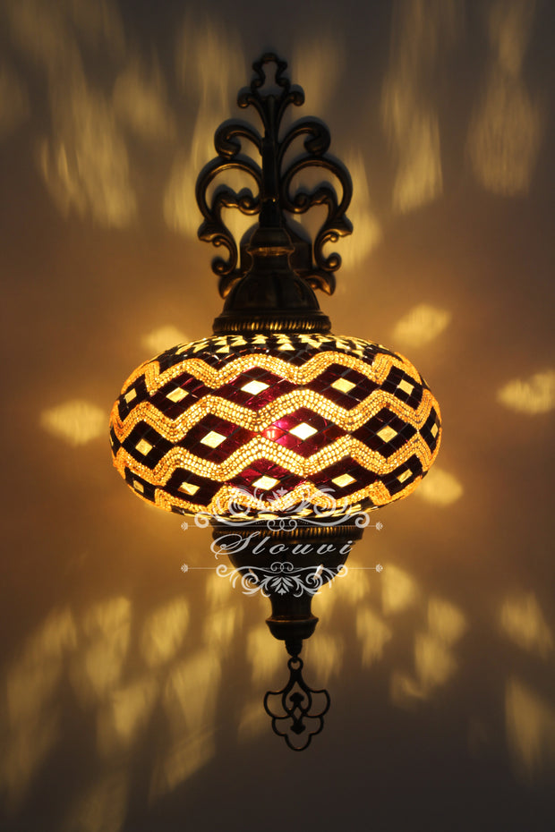 Turkish Mosaic Wall Sconce, With Extra Large Globes - TurkishLights.NET