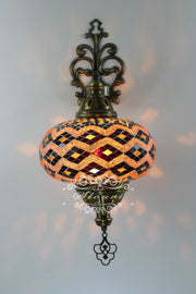 Turkish Mosaic Wall Sconce, With Extra Large Globes - TurkishLights.NET