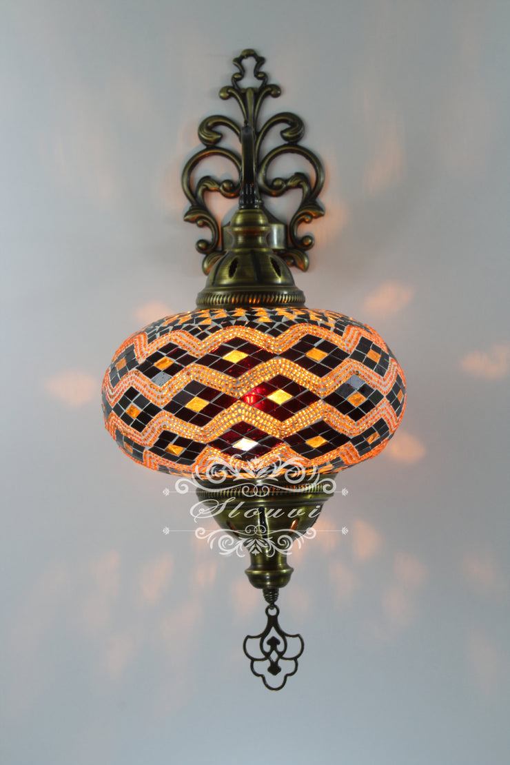 Turkish Mosaic Wall Sconce, With Extra Large Globes - TurkishLights.NET