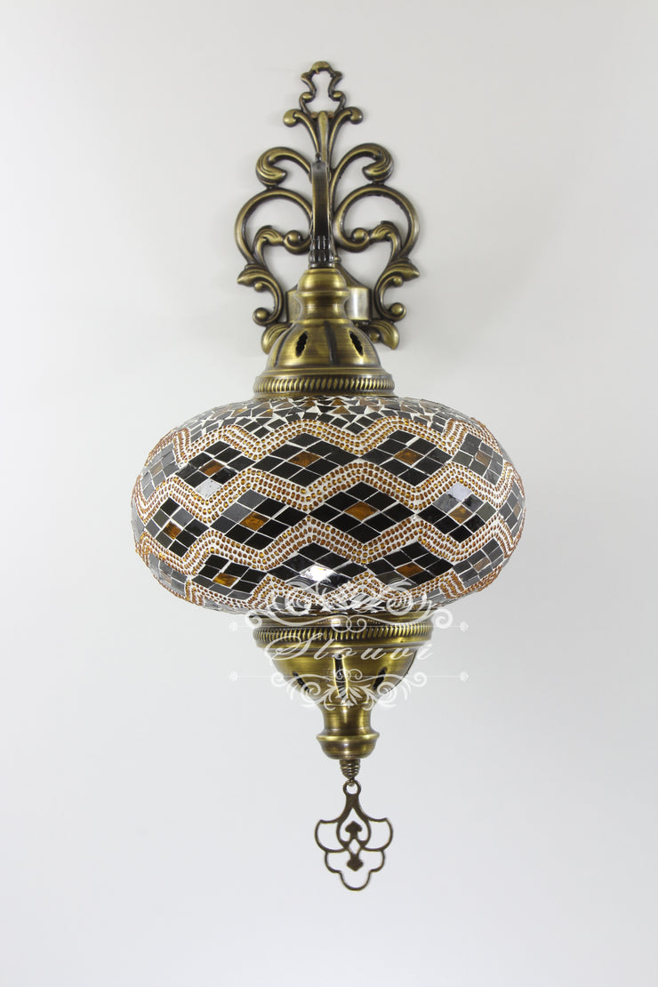 Turkish Mosaic Wall Sconce, With Extra Large Globes - TurkishLights.NET