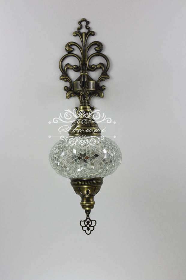 Turkish Mosaic  Wall Sconce, With Large Globe - TurkishLights.NET