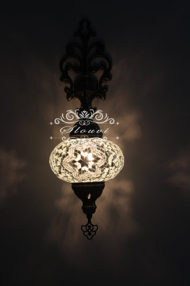 Turkish Mosaic  Wall Sconce, With Large Globe - TurkishLights.NET