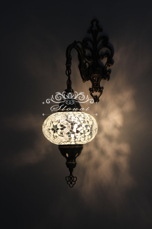 Turkish Mosaic  Wall Sconce, With Large Globe - TurkishLights.NET