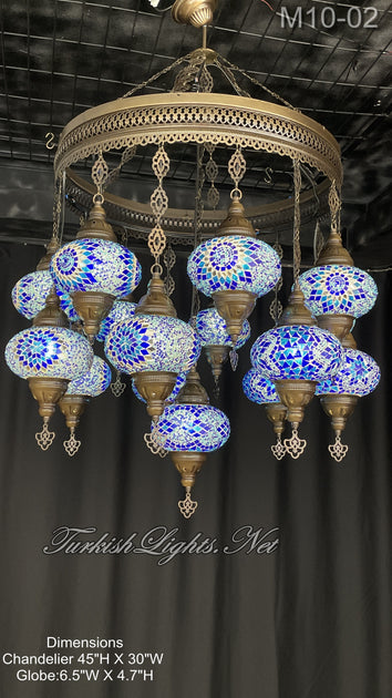 15 Ball Sultan Chandelier – Turkish Lights & Mosaic Lamps