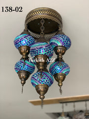 7 - BALL SULTAN  CHANDELIER (Medium globe) , Short Chandelier Flush Against the ceiling - TurkishLights.NET