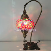 SWAN NECK MOSAIC TABLE LAMP, LARGE GLOBE - TurkishLights.NET