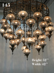 Turkish Mosaic Chandelier With 37 Large Globes  ,ID: 145, FREE SHIPPING - TurkishLights.NET