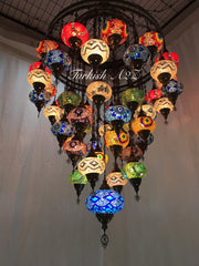 Turkish Mosaic Chandelier With 51  Large Globes  ,ID: 153, FREE SHIPPING - TurkishLights.NET