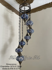 7 (L) BALL TUHRKISH WATER DROP MOSAIC CHANDELIER WİTH LARGE GLOBES H07-31