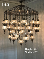 Turkish Mosaic Chandelier With 37 Large Globes  ,ID: 145, FREE SHIPPING - TurkishLights.NET