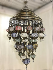 Turkish Mosaic Chandelier With 51  Large Globes  ,ID: 153, FREE SHIPPING - TurkishLights.NET