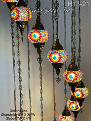 13 (M) BALL TURKISH WATER DROP MOSAIC CHANDELIER WİTH MEDIUM GLOBES H11-21