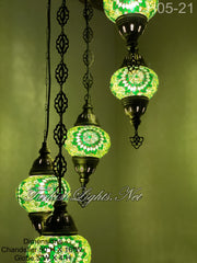 5 (M) BALL TURKISH WATER DROP MOSAIC CHANDELIER WİTH MEDIUM GLOBES H05-21