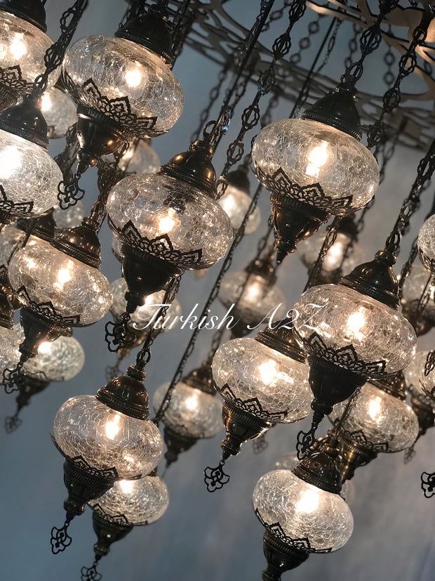 Turkish Mosaic Chandelier With 37 Large Globes  ,ID: 145, FREE SHIPPING - TurkishLights.NET