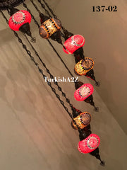 Turkish Mosaic Chandelier with 7 Large- BALL (Swag cable option),ID: 137 - TurkishLights.NET