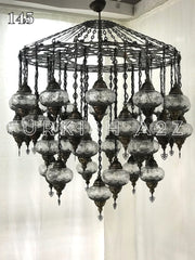 Turkish Mosaic Chandelier With 37 Large Globes  ,ID: 145, FREE SHIPPING - TurkishLights.NET